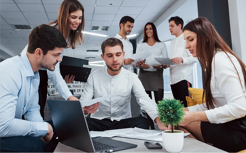 making-business-plan-group-young-freelancers-office-have-conversation-smiling